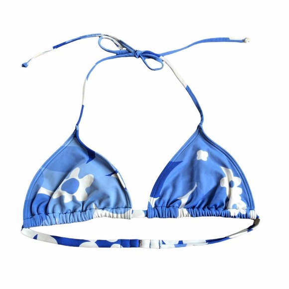 Y2k vintage blue abstract floral bikini top - Picture 1 of 4